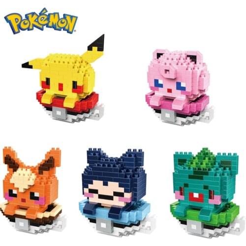 283pcs+ Pokemon Cup Micro Building Blocks Pikachu Evee Blastoise Bulbasaur Jigglypuff Diamond Mini Brick Figrues Toys For Kids