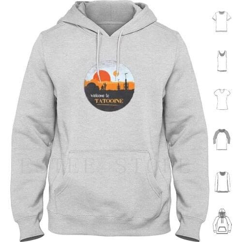 Welcome To Tatooine Hoodies Long Sleeve Droid Droids Tatooine C3Po R2D2 Geek Grunge Vintage Grungy Minimalist Lucas