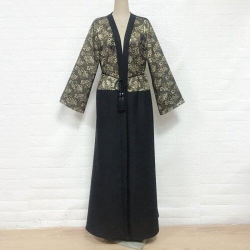 F862 Muslim womens dress Abayas Baju Muslim Wanita Morocco robes Orientale Musulman Abaya gilded cardigan robes