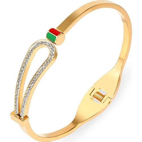 FYSARA New Cubic Zirconia Crystals Lock Bracelets & Bangles For Women Lover Classic Gold Bangles Fashion Jewelry Drop Shiping