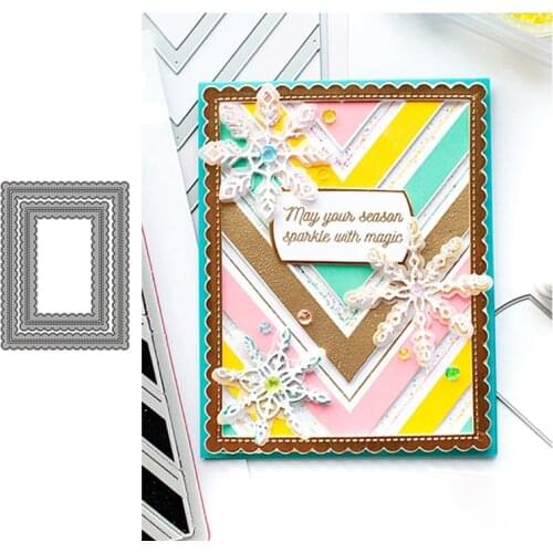 Scallop Rectangular Border Cutting Dies Stamps Dies Scrapbooking Mold Cut DIY Handmade Tools Craft Decoration Metal Die Cuts New