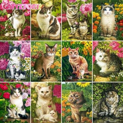 GATYZTORY Painting By Number For Adult child Cat Animal HandPainted Art Gift DIY Coloring By Number Kits Home Decor Unique Gift