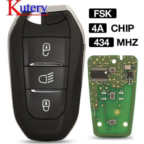 Kutery 3 Buttons 434 MHZ 4A PCF7938X Chip For Peugeot 3008 5008 2016 For Citroen C3 C5 2017 With VA2/HU83 Uncuting Blank Blade