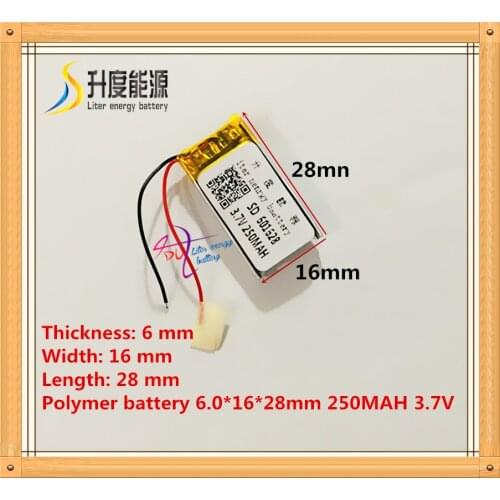 601628 061628 3.7V 250mAh Lithium polymer battery rechargeable lipo battery MP3 MP4 GPS Bluetooth headset battery