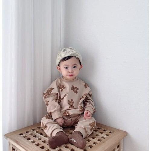 MILANCEL 2021 Baby Clothing Cartoon Boys Hoodies Suit Bear Sweatshirts And Full Length Pants 2 Pcs Girls Clothing Set