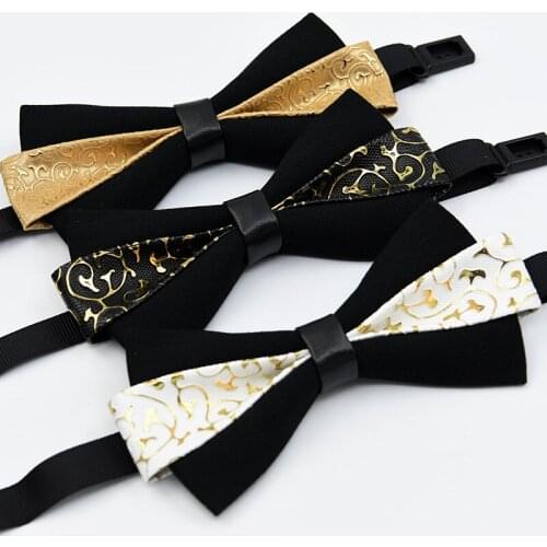 Bow Tie Mens Necktie Leather Dragon Claw Pattern Trendy Handmade Bright Face Monochrome PU Leather New In Stock