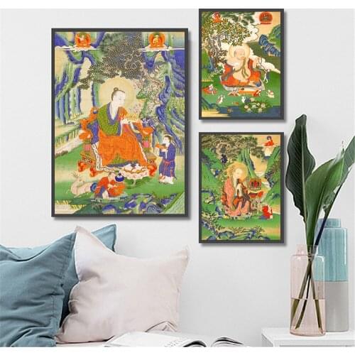 Wall Art Posterwall Paintings Buddha Bodhisattva Hanging Abstract Art Canvas Pictures for Living Room Decoration Zen Home Decor