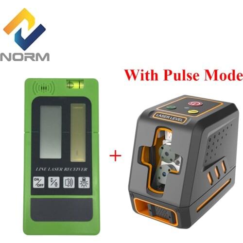 Norm Self-Leveling Green/Red Laser Level with Line Receiver Laser Leveler Vertical Horizontal Measure Tool with Pulse Mode