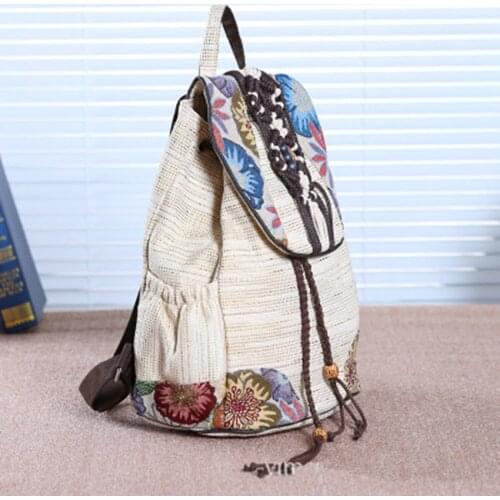 New shoulder bag national wind female shoulder bag canvas small fresh shoulder bag travel female backpack scenic backpack