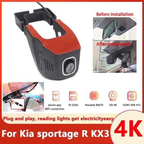 New! 4K Plug and play Car DVR Video Recorder Dash Cam Camera For Kia sportage R KX3 High quality driving recorder Full hd 2160P