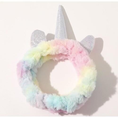 New Brand Designs Girls Unicorn Hairbands Soft Fur Fabric Cute Headband For Face Wash Women Rainbow Hair Band
