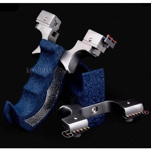 New Outdoor Hunting High-quality Aluminum Alloy Slingshot High-density Shooting Adjustable Bow Door Flat Leather Slingshot 2021