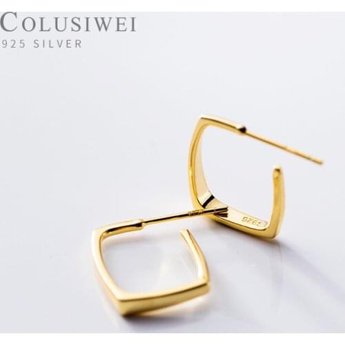 Colusiwei Classic 100% 925 Sterling Silver Simple Square Hoop Earrings for Women Geometric Authentic Silver Jewelry Bijoux Gift