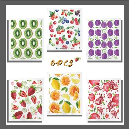 Swedish Dishcloth Cellulose Sponge Cloths Bulk 6 Pack of Eco-Friendly No Odor Reusable Cleaning Cloths Hand Towel for Kitchen