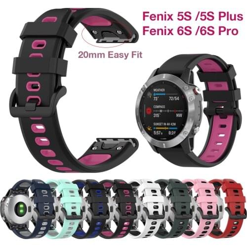 Silicone Watch Bands for Fenix 6S/Fenix 5S 20mm Quick Release Fit Wristband Strap for Garmin Fenix 5S Plus / 6S Pro/Sapphire