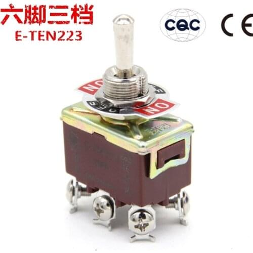 TEN223 Momentary DPDT (ON)-OFF-(ON) 3 Position 6Pin Toggle Switch AC 250V 15A E-TEN223