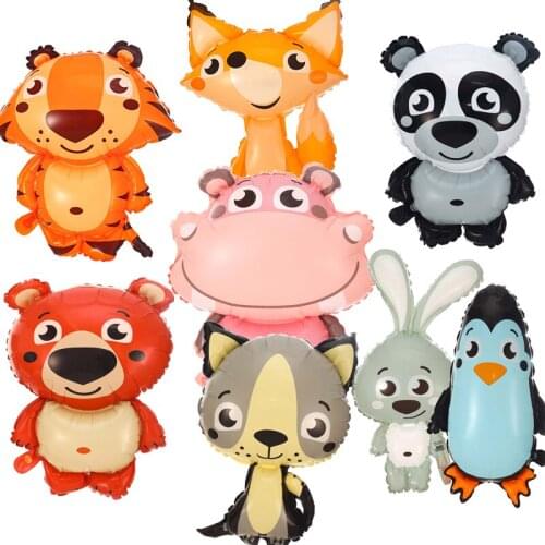 1Pc Foil Globos Cute Animals Balloon Tiger Bear Rabbit Fox Ballon Boy Jungle Birthday Party Child Day Gift Toys Baby Shower Deco