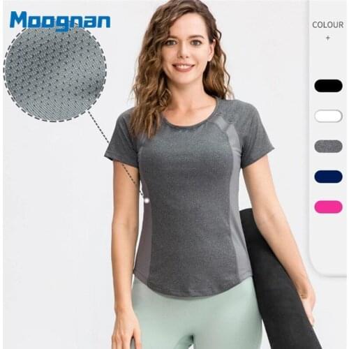 2021 Women Summer T Shirts Slim Fit For Sports Fitness Yoga Short Sleeve Yoga Top Mesh Womens Gym Shirt Sport Wear 02216