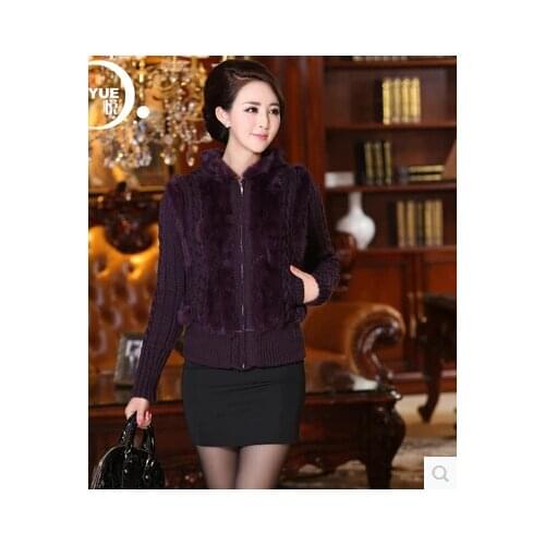 Winter Womens Sweater Rabbit Fur Collar Beading With hood led Knit Black Coffee M- 3XL ugly christmas 2019 cardigan women