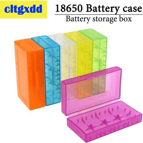 1pc 2 slots 18650 Battery Case Plastic Transparent Hard Battery Case Holder Storage Box