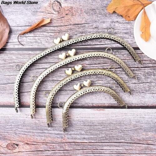 1 Pcs 4 Sizes Heart Purse Metal Kiss Clasp Lock Handbag Handle Coin Bag Frame Handle Arch For DIY Purse Bag