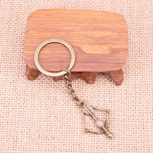 20pcs New Fashion Keychain 20mm crossbow bow Pendants DIY Men Jewelry Car Key Chain Ring Holder Souvenir For Gift