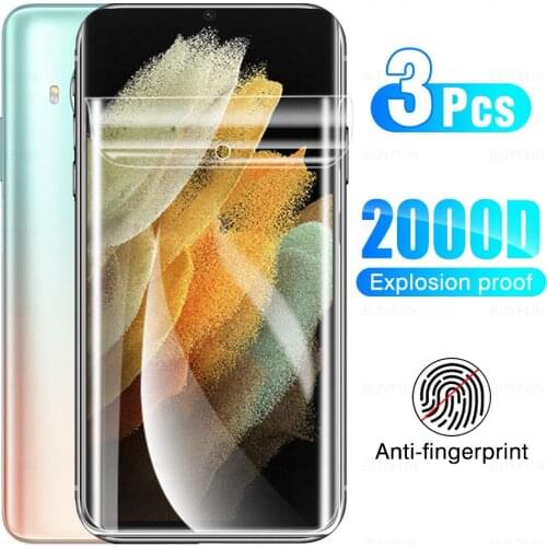 3Pcs Full Hydrogel Screen Protector Soft For Samsung Galaxy S21 Ultra 5G Phone Protective Screen Protector Not Tempered Glass