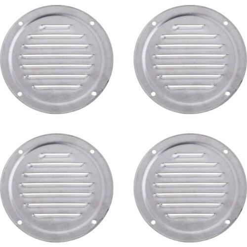 4 Pack Heavy Duty Marine Boat Louvered Vent Grill - Clad Domed Vents - Round - 4 inch 100mm - Stainless Steel