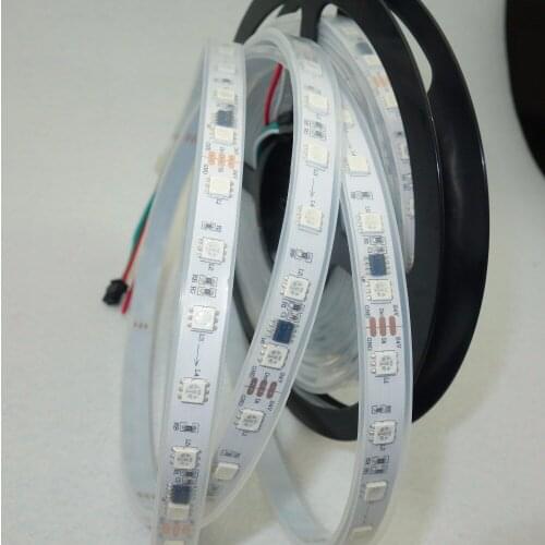 5m DC24V SM16703 IC(similar to WS2811 IC) 60LEDs/m (10pixes/m;6leds as one pixel) WHITE PCB digital strip;IP66;in silicon tube