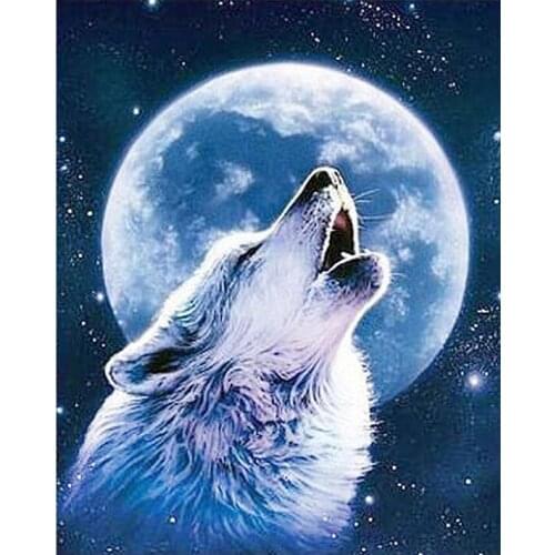 5D DIY Diamond Painting Moon wolf Handicraft Needlework Diamond Embroidery Resinstone Diamond Cross Stitch Mosaic Decoration