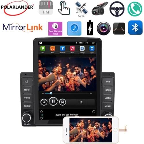 Car Radio 2 Din Bluetooth Mirror Link Vertical Screen IPS GPS Navigation Player Android 9.0 1G+16G Quad-core 12V 9.5 Inch LCD TF