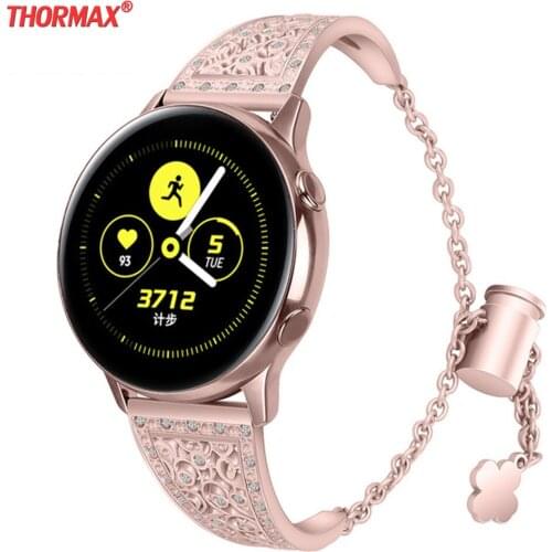 20mm 22mm Bracelet for Samsung Galaxy Watch 42mm 46mm Galaxy Active Luxury Diamond Women Stainless Steel Watchband Strap Band