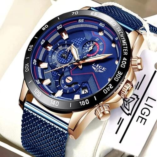 2021 LIGE Top Brand Luxury Casual Sport Watches For Men Luminous Waterproof Wristwatch Chronograph Watch Relogio Masculino+Box