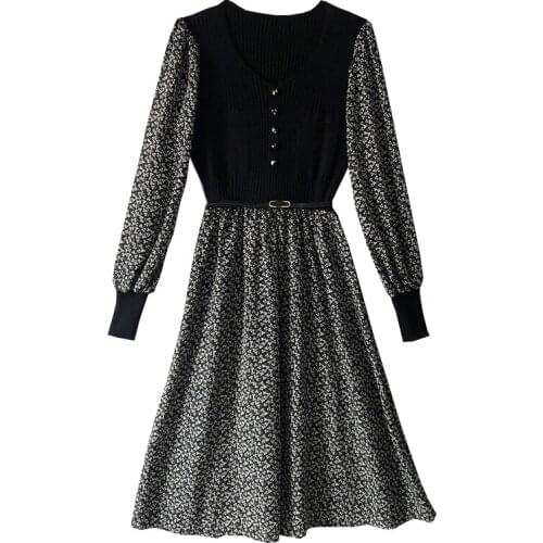 Floral Print Elegant Ukraine Pastel Trendy Sashes Vestidos V-neck New Style Party Dress Women Long Sleeve Robes