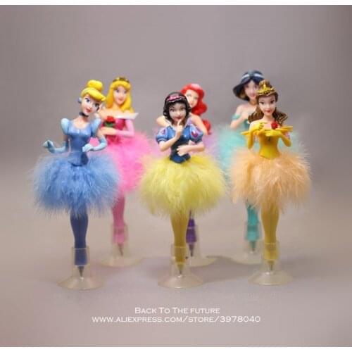 Disney Princess Cinderella Snow White ball pen 6pcs/set 19cm Action Figure Decoration PVC Collection Figurine Toys model gift