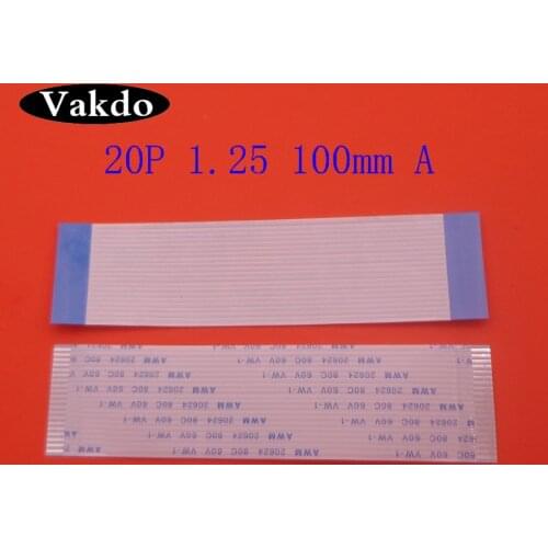 10pcs 20pin FFC FPC flat line flexible cable 1.25mm pitch 20 pin A Forward Length 100mm Ribbon Flex Cable AWM 20624 80C 60V