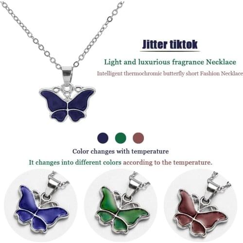 Exquisite Workmanship Wedding Jewelry Color Changing Butterfly Necklace Elegant Clavicle Chain Pendant Women Jewelry