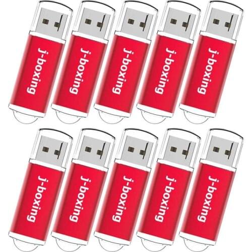 J-boxing 10PCS 1GB USB Flash Drives Bulk 2GB Rectangle Thumb Drives 4GB 8GB USB Jump Drive 16GB 32GB Pendrives Red for Computer