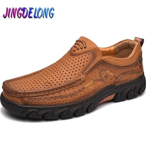 JINGDELONG Men's Leather Sneakers