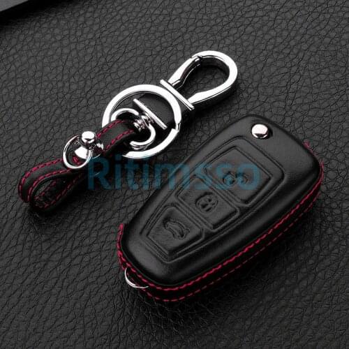 Leather Key Case Cover Car Skin Fob Shell For Ford Fiesta Focus Mondeo Tourneo Custom/Kuga Escape Ecosport Custom 3 Button Flip