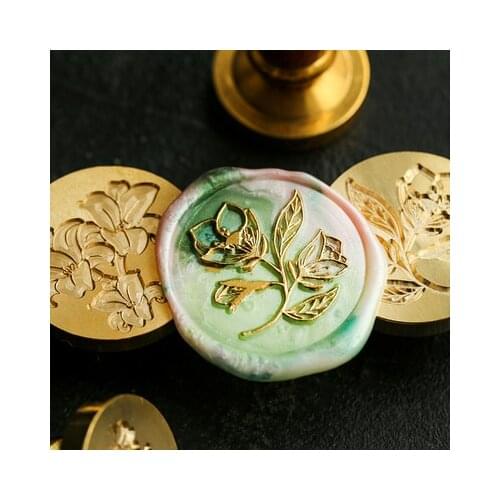 Creative Sewing Machine Special-shaped Wax Seal Stamp lily Flower Spool Fire Lacquer Seal Head Wedding Greeting Card Wax Seal
