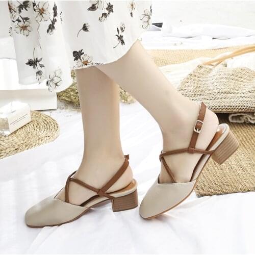 Square toe cross-tied gladiator sandals women back strap summer shoes mixed color sandalias mujer 2019 chunky heel slippers 247