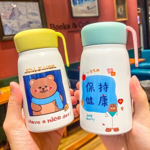 Small Cute Student Water Cup Leakproof Trend Child Thermos Cup Portable Anti-Fall Stainless Steel Water Bottle Christmas Gifts