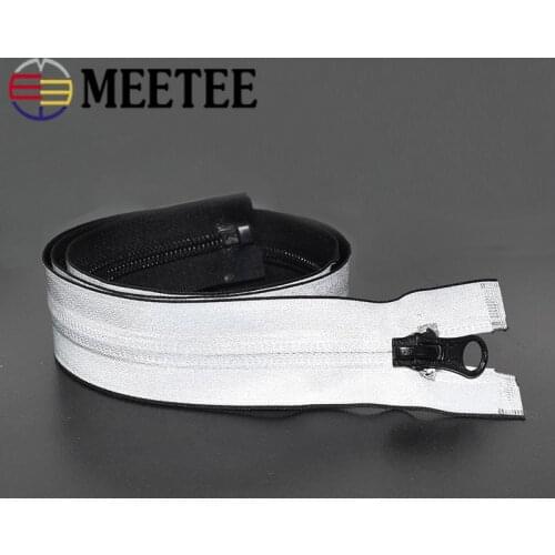 Meetee 5# Nylon Coil Zippers Reflective Waterproof 20cm Close End 40-80cm Zip DIY Sun Jacket Sportswear Clothing Sewing Material