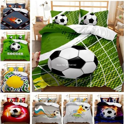 Fashion Outdoor Soccer Home Textile Adult Children Down Quilt Cover Pillowcase Bedding Set King Queen Size Bedding