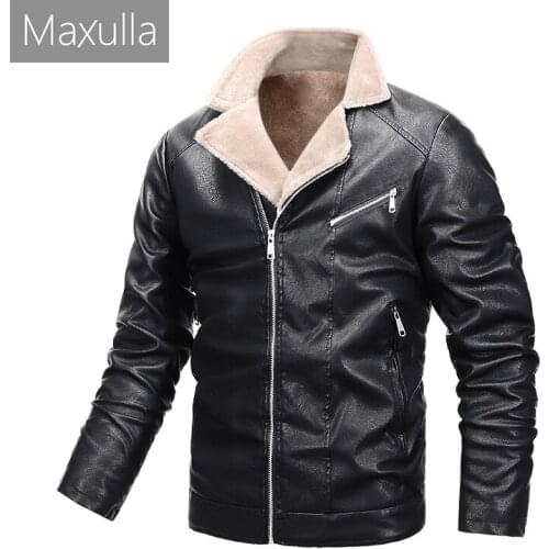Maxulla Leather Jackets Men‘s PU Warm Jacket Male Warm Fleece Outwear Windbreaker Motorcycle Leather Coats Brand Clothing Mla080