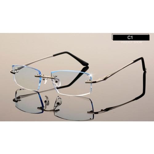 Men Eyewear C001 Diamond Trimming Cutting Rimless Eyeglasses Prescription Optical Glasses Frame for Man Spectacles