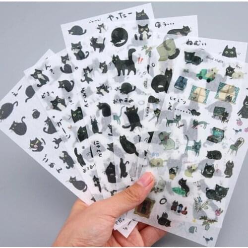 6 pcs/pack Cute Black Cat Decorative Stationery Stickers Scrapbooking Diy Diary Album Stick Lable