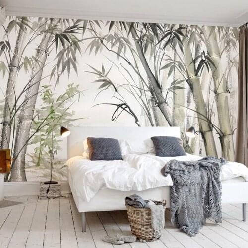 Custom Hand Painted Watercolor Bamboo Forest Art Wall Painting Bedroom Living Room Restaurant Decoration 3D Wall Mural Wallpaper