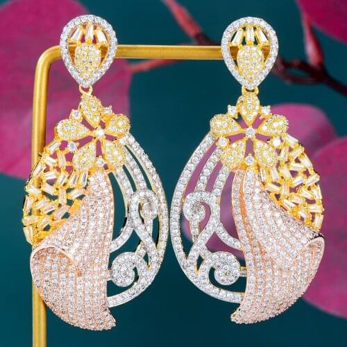 GODKI62mm Trendy Big Bold African Drop Earrings For Women Wedding Party Indian Dubai Bridal Jewelry boucle d'oreille femme Gift